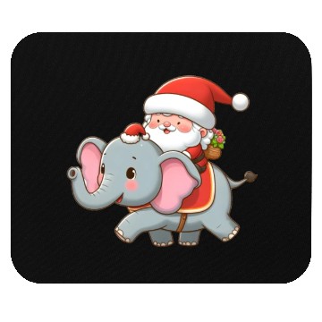 Discover Cute Santa Claus on elephant Mouse Pads