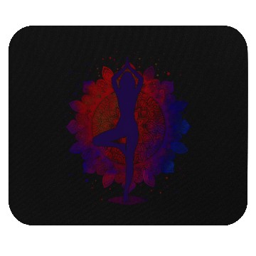 Discover Serene Silhouette: A Yoga Pose with Mandala Elegan Mouse Pads