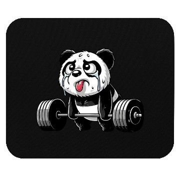 Discover Panda at Strength Training: Humorous Weightlifter Mouse Pads