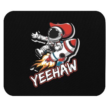 Discover Space Cowboy Riding a Rocket with Yeehaw Slogan Mouse Pads
