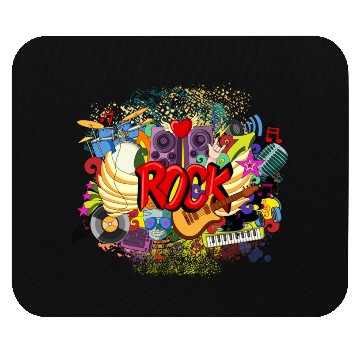 Discover Vector Rock n Roll Theme Guitar Piano Song Drum Mouse Pads