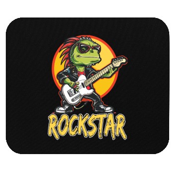 Discover Rockstar Reptile Musician with Electric Guitar Mouse Pads