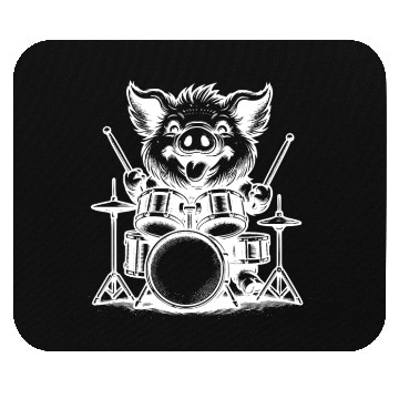 Discover Pig Drummer Farm Beat White Design Mouse Pads