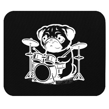 Discover Cute Pug Puppy Drummer Design Mouse Pads