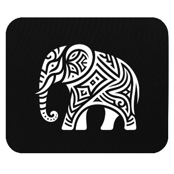 Discover Elephant Tribal Art Tattoo With Big Ears Mouse Pads
