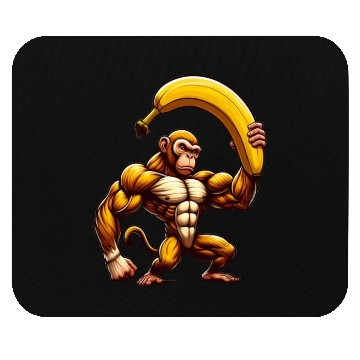 Discover Musclemonkey with giant banana Mouse Pads