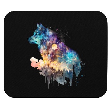 Discover Wolf Print, Cosmic Wolves, Animal Print, Cosmos Mouse Pads