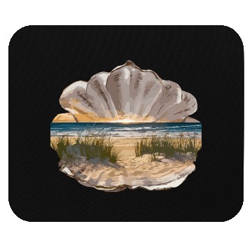 Discover Seashell Beach Scene Serene Ocean Landscape Mouse Pads