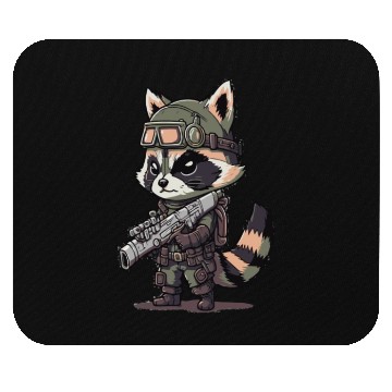 Discover Angry wild raccoon with gun Mouse Pads