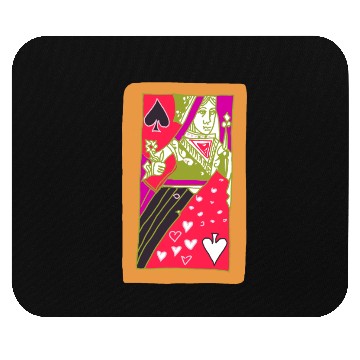 Discover Orange Queen Of Spades Playing Card Mouse Pads