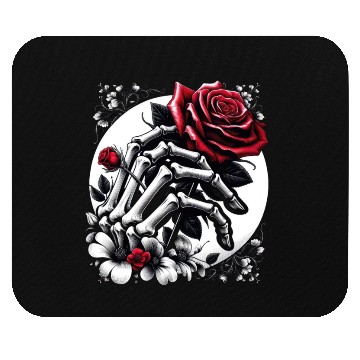 Discover Gothic Red Rose in Skeleton's Embrace Mouse Pads