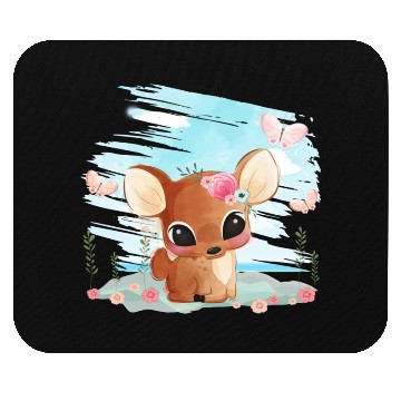 Discover Funny Deer Sitting On Sand At The Beach Mouse Pads