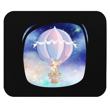 Discover Giraffe And Child Flying Sky Using Hot Balloon Mouse Pads