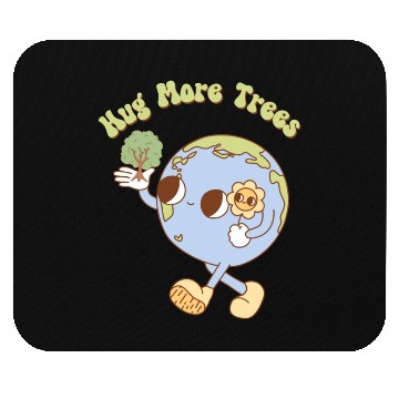 Discover Hug More Trees Retro Earth Mascot Mouse Pads