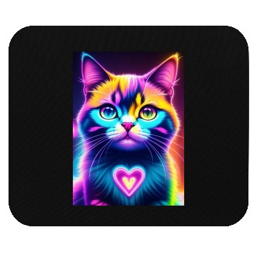 Discover Neon Cat Heart Mouse Pads