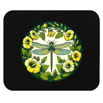 Discover Green Dragonfly Mouse Pads