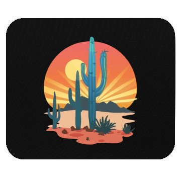 Discover Sunset Cactus Silhouette Adventure Await Mouse Pads
