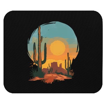 Discover Sunset Cactus Landscape Serenity Scene Mouse Pads