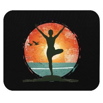 Discover Sunset Yoga Silhouette Peaceful Scene Mouse Pads