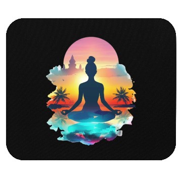Discover Sunset Yoga Silhouette Tropical Escape Mouse Pads