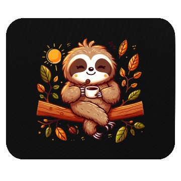 Discover Sloth drinking a cup of coffee Mouse Pads
