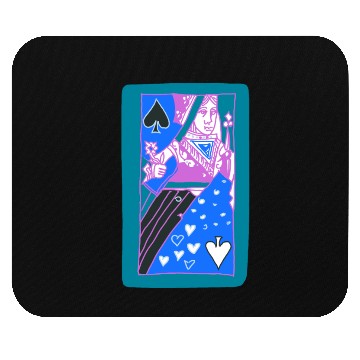 Discover Teal Queen Of Spades Modern Art Playing Card Mouse Pads