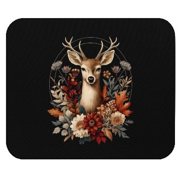 Discover Cottagecore Deer With Flowers Mouse Pads