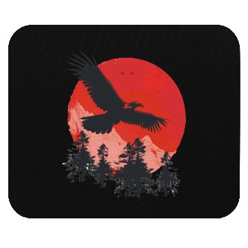 Discover Majestic Eagle Over Mountain Sunset Mouse Pads