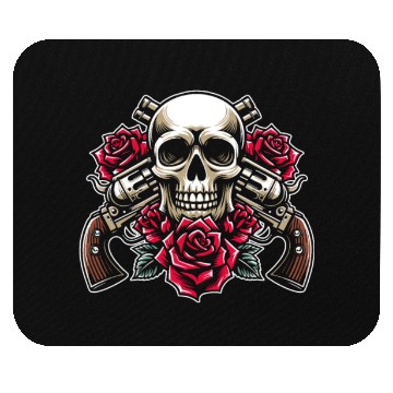 Discover Skeleton Roses Guitar Guns Skull Roses Mouse Pads