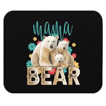Discover Mama Bear Gift Rose Flowers Mama Bear with 2 Cubs Mouse Pads