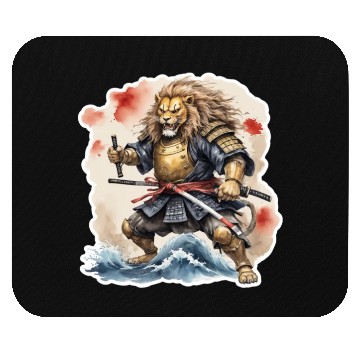 Discover Lion samurai style Mouse Pads