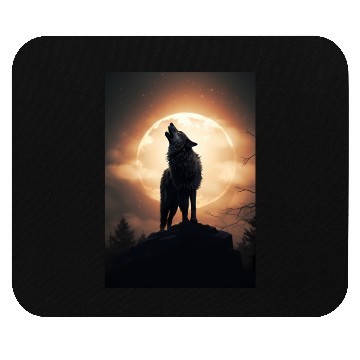 Discover Digital art moon and wolf - Cool wolf leader Alpha Mouse Pads