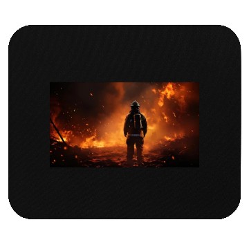 Discover Firefighter in burning fire - Fire fighter head Mouse Pads
