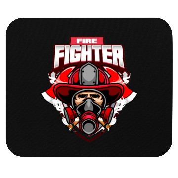 Discover Firefighter in burning fire - Fire fighter head Mouse Pads