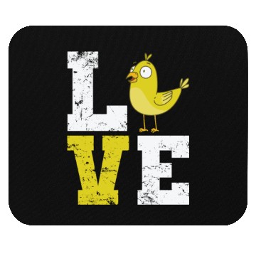 Discover Love lettering with Canary Bird Mouse Pads