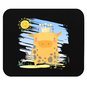 Discover Kawaii King Giraffe Using Crown Adorable Cartoon Mouse Pads
