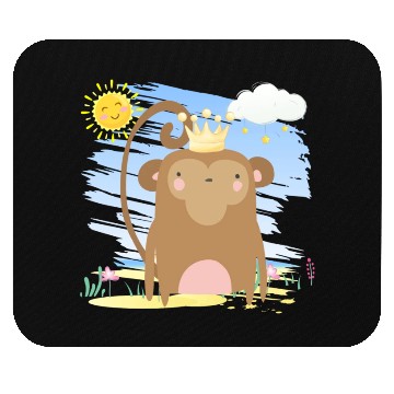 Discover Kawaii Monkey King Using Crown Adorable Cartoon Mouse Pads