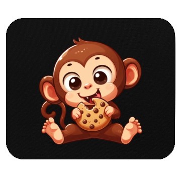 Discover Cute Chimpanzee with Cookie Cartoon Mouse Pads