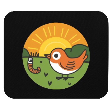 Discover Bird and worm Mouse Pads