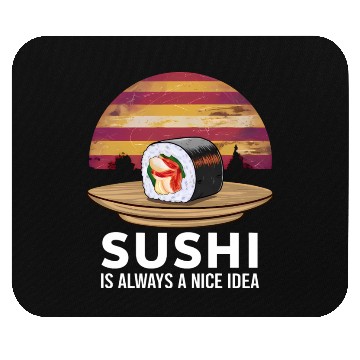 Discover Sushi On A Retro Sunset Mouse Pads
