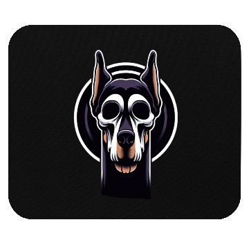 Discover Neon Doberman Skull Edge Mouse Pads