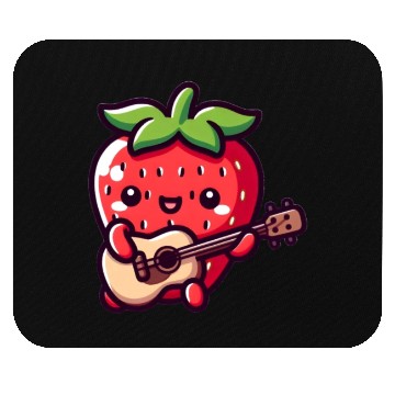 Discover cute strawberry with guitar Mouse Pads