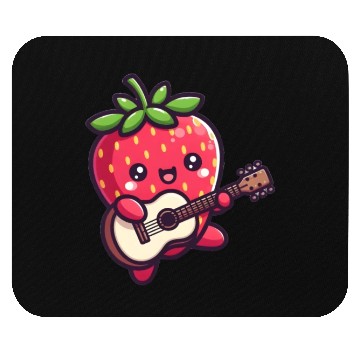 Discover cute strawberry with guitar Mouse Pads