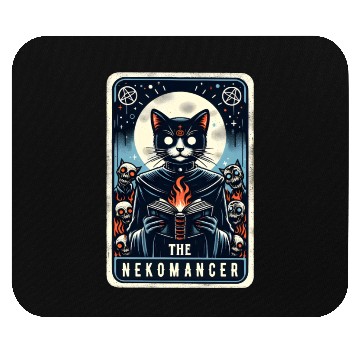 Discover The Nekomancer Funny Tarot Necromancer Cat Pun Mouse Pads