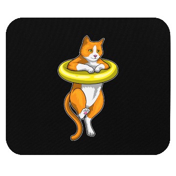 Discover Cat Swimming Swim ring Mouse Pads