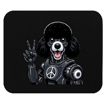Discover Cyborg Poodle with Peace Sign Robot Design Mouse Pads