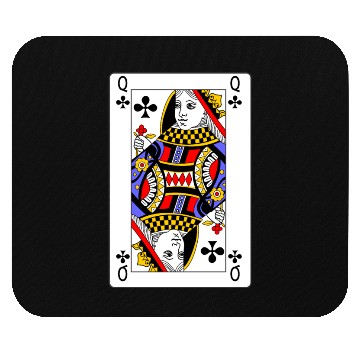 Discover Queen of Clubs Playing Card Mouse Pads