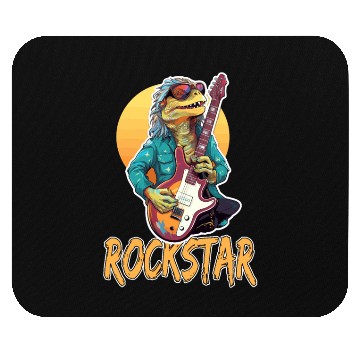 Discover Rockstar Reptile Musician with Electric Guitar Mouse Pads