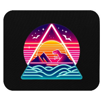 Discover Retro dinosaurs in the 80s triangle Mouse Pads