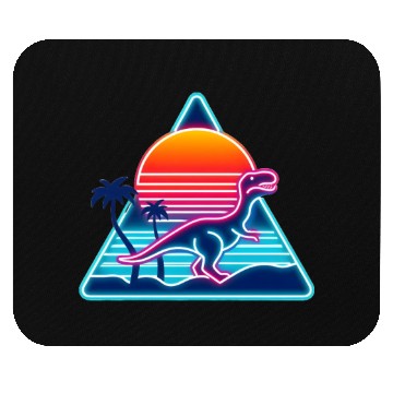 Discover Retro dinosaurs in the 80s triangle Mouse Pads